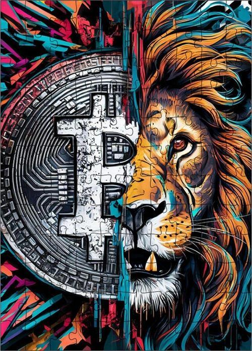 Ahşap Mdf Puzzle Yapboz Aslan Ve Bitcoin 120 Parça 25*35 Cm