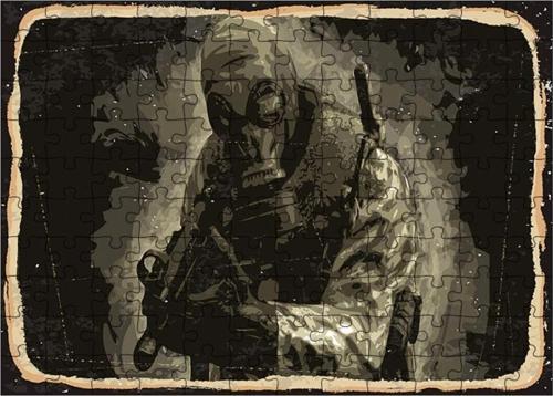 Ahşap Mdf Puzzle Yapboz Gaz Maskeli Katil 120 Parça 25*35 Cm