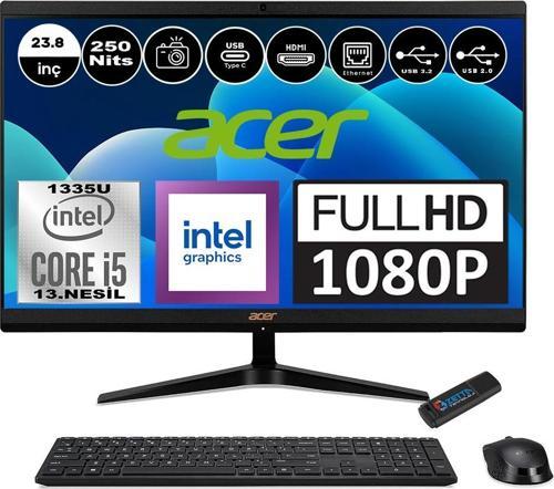 Aspire C24-1800 Intel Core I5 1335U 64GB 4tb SSD Freedos 23.8" Fullhd LED 250NITS All In One Bilgisayar DQBKMEM006F20 + Zetta Flash Bellek