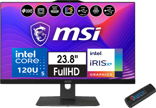 Modern AM242P Intel Core 5 120U 96GB Ddr5 4tb SSD Fhd 23.8" IPS WINDOWS11PRO All In One Bilgisayar W1M-1223EUW25 + Zetta USB Bellek