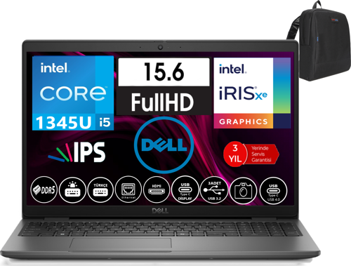 Latitude 3550 Intel Core I5 1345U 48GB Ddr5 4tb SSD 15.6" Fhd IPS Freedos Taşınabilir Bilgisayar WN005L35501515 + Zetta Çanta