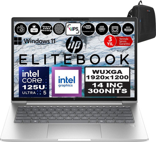 Elitebook 640 G11 Ultra 5 125U Ddr5 40GB 4tb SSD Aı Boost 14" Wuxga IPS Windows 11 Pro 9Y7L3ETP16 + Zetta Çanta