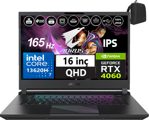 Aorus 15 I7-13620H 32GB Ddr5 1tb SSD 8GB/RTX4060 140W Freedos 15.6" 165Hz Qhd IPS GB15ARSH3TR75W06+ZETTAÇANTA