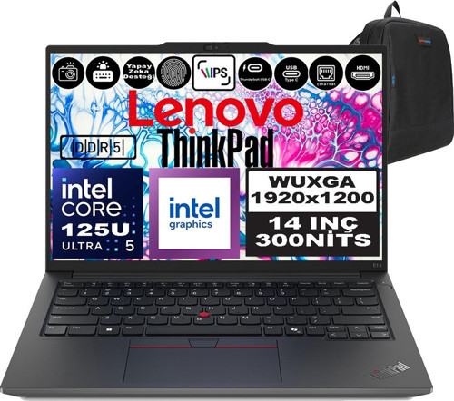 Thinkpad E14 Gen6 Intel Core Ultra 5 125U 40GB 2tb SSD Intel® Aı Boost 14" Wuxga IPS Windows 11 Pro Taşınabilir Bilgisayar 21M7002PTXP15 + Zetta Çanta