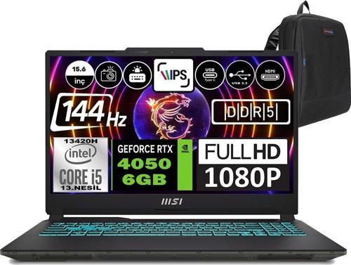 Cyborg 15 Intel Core I5 13420H 64GB 2tb SSD RTX4050 6gb Freedos 15.6" Fhd 144Hz Taşınabilir Bilgisayar A13VE1478XTRWF11 + Zetta Çanta