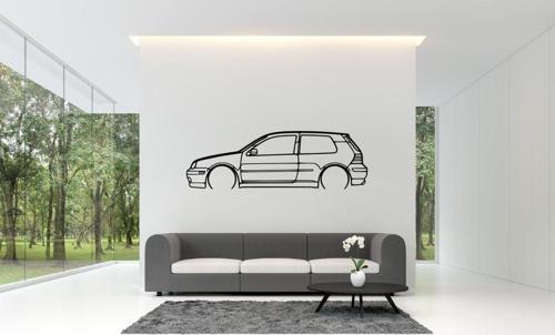 Volkswagen Golf 4 Gtı Duvar Silüeti Süsü Tablo 2D 50 cm 2D 50 cm