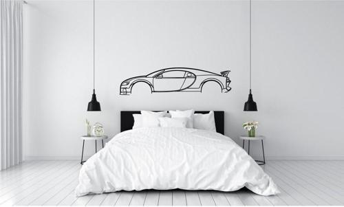 Bugattı Chıron Sport Duvar Süsü Tablo Dekorasyonu 2D 45 - 50 cm