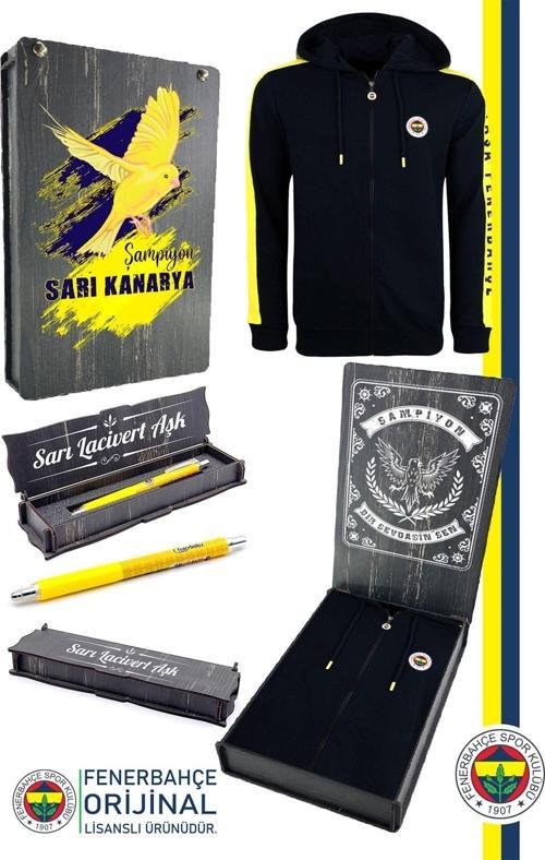 Orijinal Lisanslı Kapüşonlu Tam Fermuar Spor Sweat + Kalem Set Özel Ahşap Kutulu