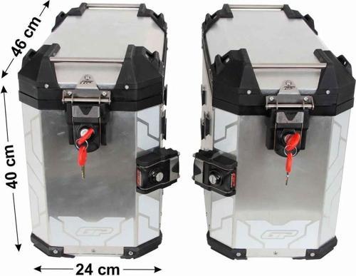 Universal 40 lt x 2 Alüminyum Motosiklet Yan Çanta Seti Gri