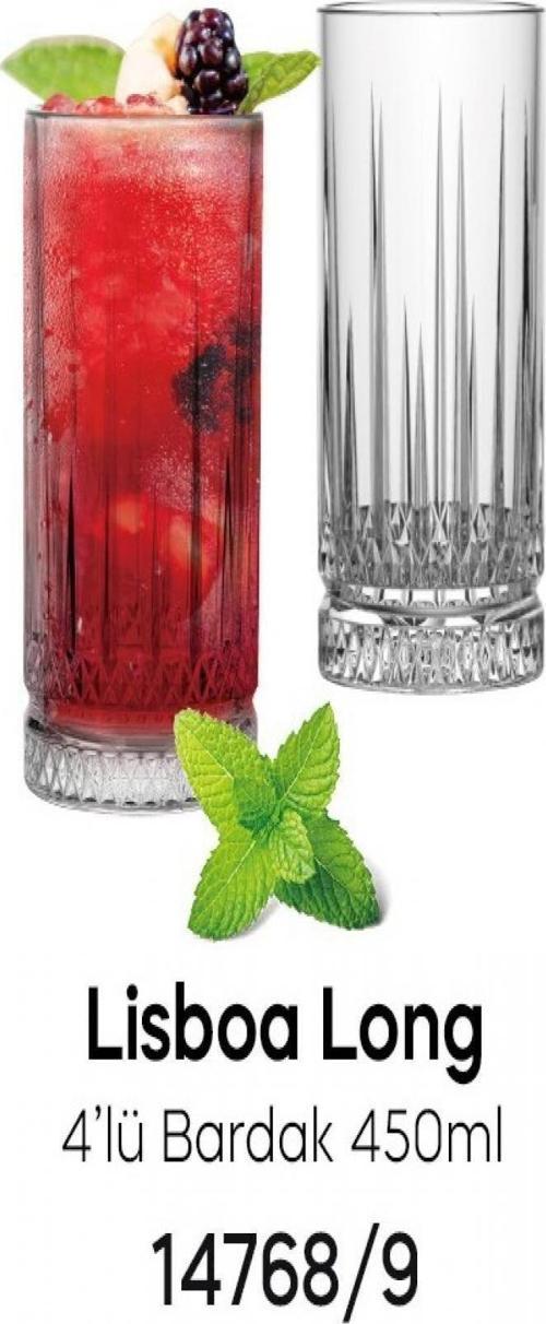 Perotti Melony Long 4 Lü Cam Bardak 450Ml En Büyük Boy 14768