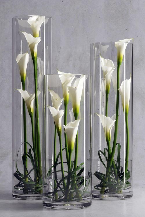 Silindir Cam Vazo Set 12 Cm Genişlik 20 Cm Yükseklik 25 Cm Yükseklik 30 Cm Yükseklik