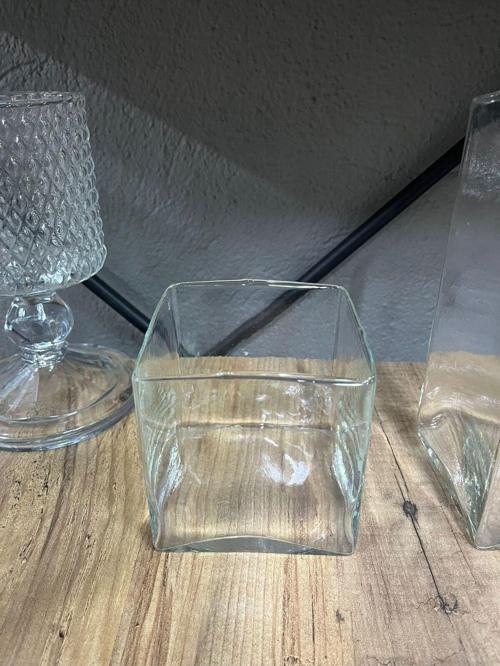 Denizli El İşçiliği Modern Kare Cam Vazo 10 X 10