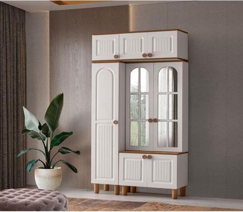 Ücretsiz Montaj-%100 MDF-Aytaşı-Bohem Papatya Aynalı Portmanto