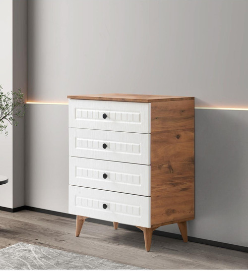 Avm 24 306 Şifonyer - Ceviz - Beyaz - Mdf Kapak 70 x 45 x 95 cm