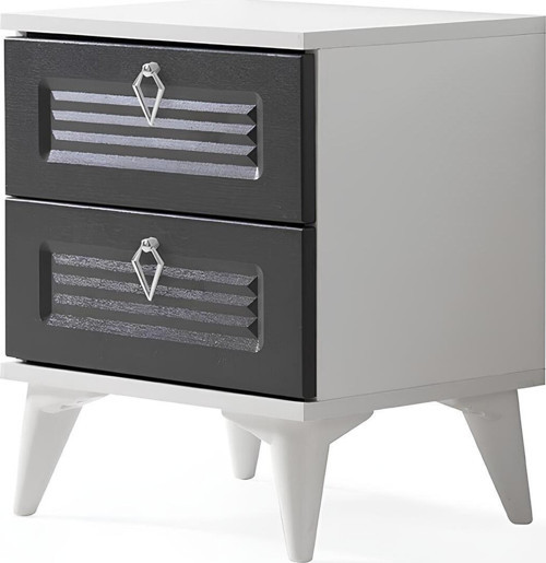 Avm 24 Kartal Komodin Beyaz - Antrasit Mdf Kapak 45 x 40C x 55 cm