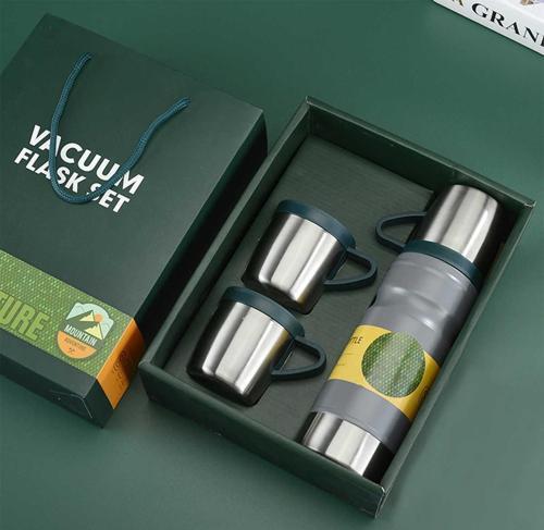 Çelik 3lü Termos Seti 680 ml Gri Kap-290
