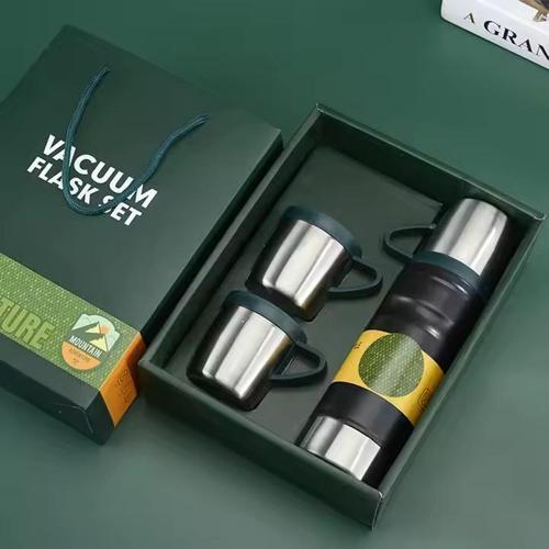 Çelik 3lü Termos Seti 680 ml Siyah Kap-290