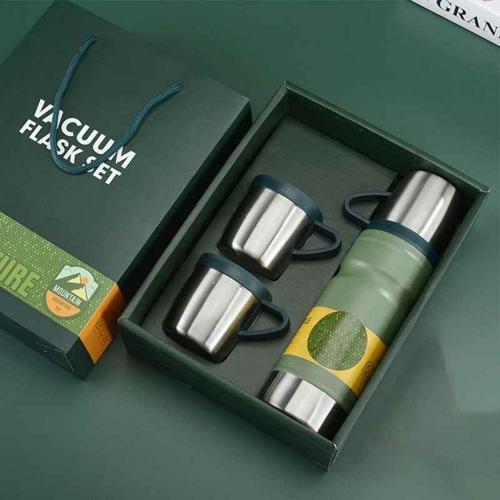 Çelik 3lü Termos Seti 680 ml Yeşil Kap-290
