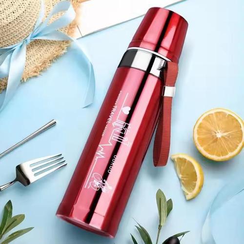 Çift Katlı Paslanmaz Çelik Termos Kırmızı 750 ml Kap-288