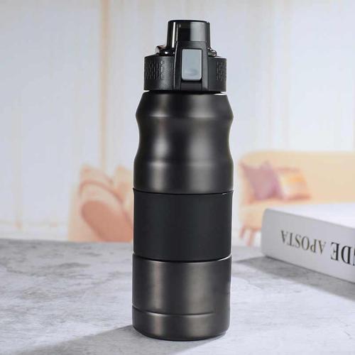 Çift Katlı Paslanmaz Çelik Termos Matara 380 ML Siyah Kap-285
