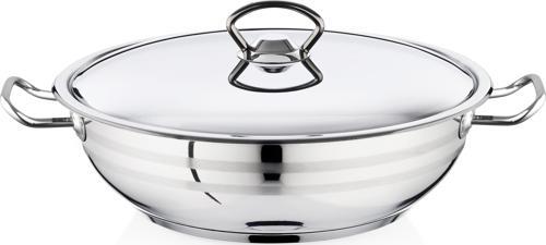 Bestinox 36x13 cm Flanşlı Kulp Çelik Kapaklı Çelik Kısa Tencere-12 Litre