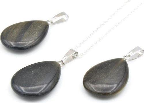 Hakiki Doğal Rainbow Obsidyen Taşı Kolye Ucu