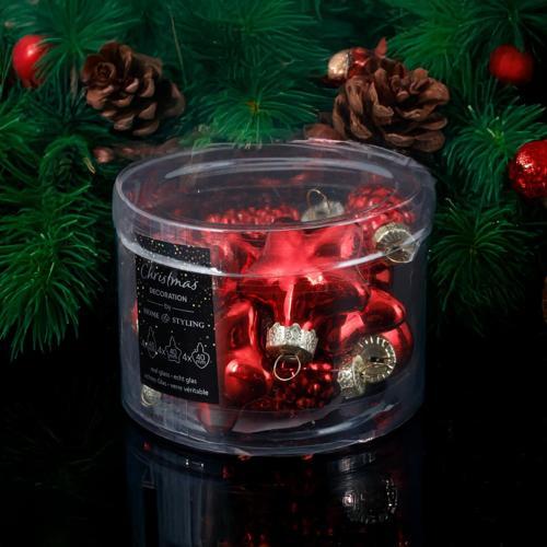 New Year 12 Parça Yılbaşı Süs Red Mix 40 mm