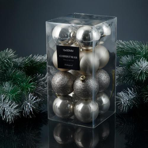 New Year 16 Parça Yılbaşı Topu Cream 40 mm