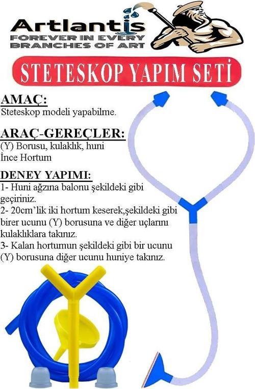 Steteskop Yapım Seti 1 Paket Basit Steteskop Modeli Steleskop Deney Seti Proje Tasarım Eğitici Okul Seti