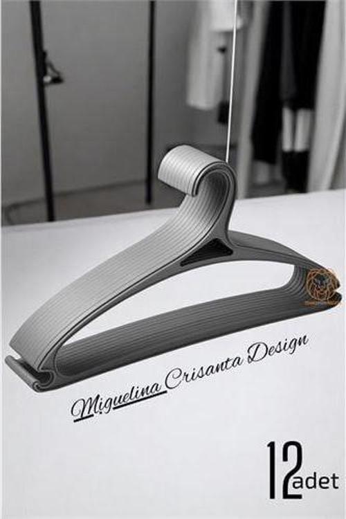 Tasarım Askı Seti 12 ADET Elbise Askısı M.Crisanta GRİ