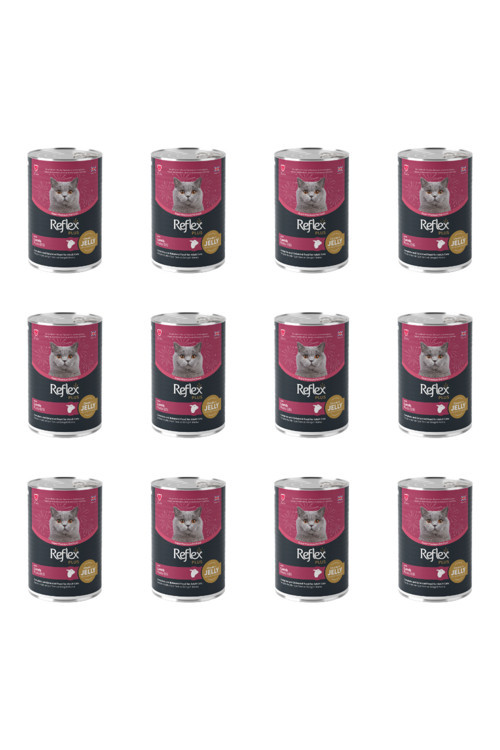 Plus Jöle İçinde Et Parçacıklı Kuzu Etli Yetişkin Kedi Konservesi 400 Gr (12 Adet)