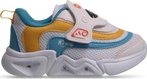 Erkek Bebek Cırtlı Beyaz-Mavi Sneaker