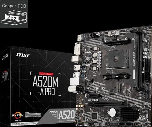 A520m-a Pro Ddr4 3200mhz 1xhdmı 1xdvı 1xm.2 Usb 3.2 Matx Am4 (amd Am4 5000/4000 /3000 S