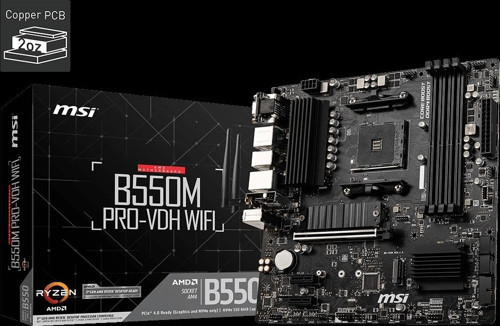B550m Pro-vdh Wıfı Ddr4 4400mhz 1xvga 1xhdmı 1xdp 2xm.2 Usb 3.2 Matx Am4 (amd 5000 Ve 3
