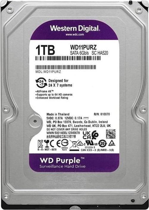 Green 1 Tb Wd 3.5 Purple Sata3 5400rpm 64mb 7/24 Guvenlık Wd11purz (3 Yıl Resmı Dıst Garantılı)