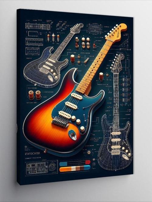 Kanvas Tablo İki Gitar Ve Melodi Planı