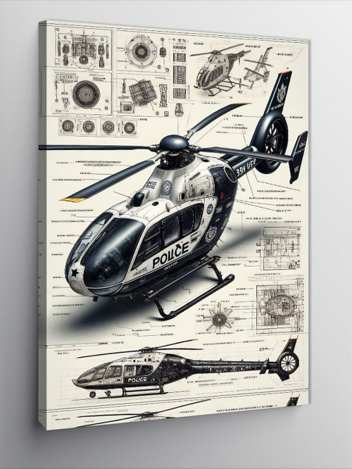 Kanvas Tablo Havada Polis Helikopteri