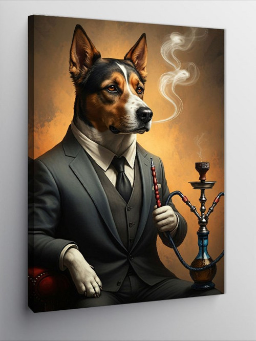 Kanvas Tablo Nargileli Köpeğin Asaleti