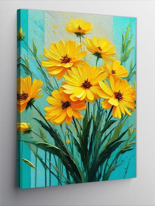 Kanvas Tablo Altın Çiçeklerin Dansı