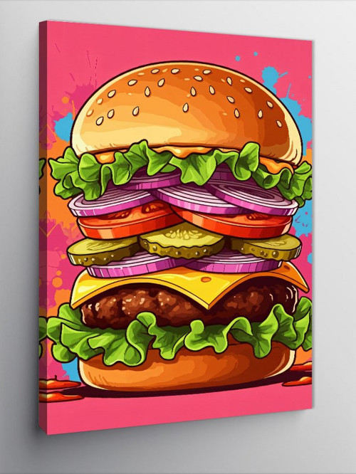 Kanvas Tablo Hamburger Temalı