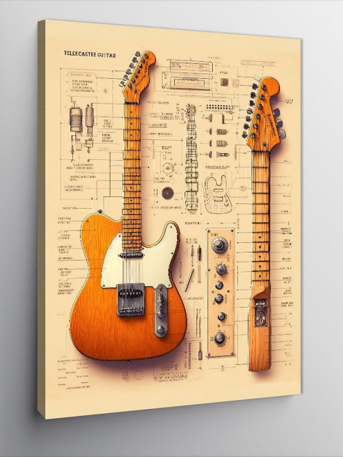 Kanvas Tablo Klasik Elektro Gitar Seti