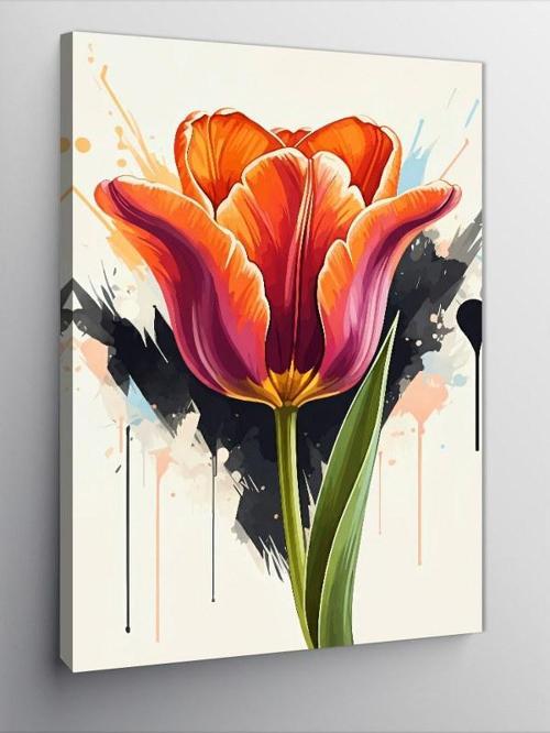 Kanvas Tablo Alev Kırmızı Lale