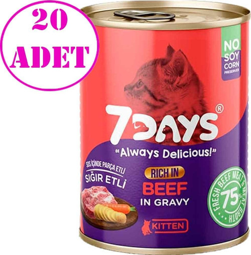 7 Days Yavru Kedi Konservesi Sığır Etli 415 Gr 20 AD