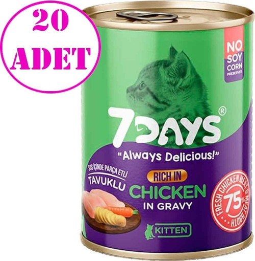7 Days Yavru Kedi Konservesi Tavuklu 415 Gr 20 AD