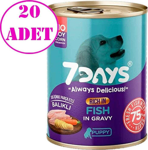7 Days Yavru Köpek Konservesi Balıklı 415 Gr 20 AD