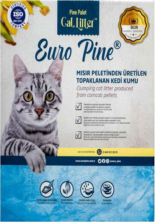 Euro Pine Kedi Kumu Topaklanan Mısır Pelleti 10 LT