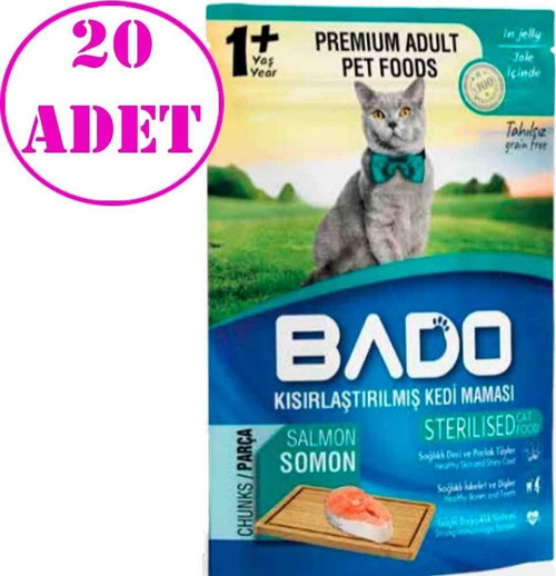 Kısırlaştırılmış Somonlu Kedi Yaş Maması 85 Gr 20 AD