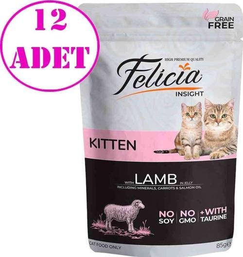 Kitten Yaş Kedi Maması Tahılsız Kuzu Etli 85 gr 12 AD