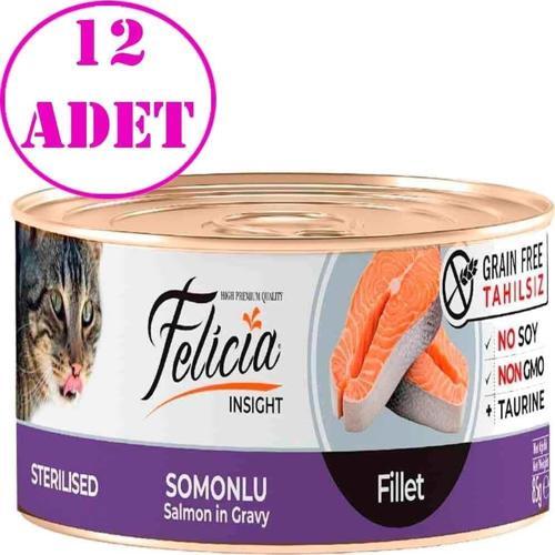 Tahılsız Sterilised Somon Filetolu Yaş Kedi Maması 85 Gr 12 AD