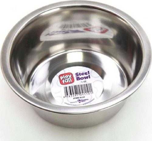 Derin Çelik Mama ve Su Kabı Kauçuk Tabanlı 1 QT PFMK-4110